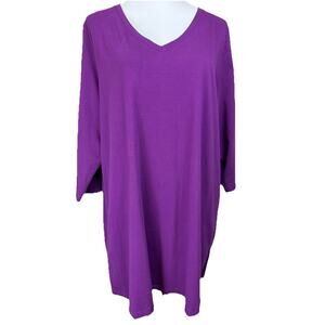 Woman Within Purple Tunic Top Plus Size 1X 100% Cotton Spring Easter